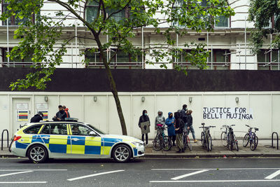 People on street in city