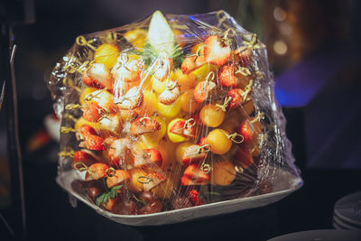 High angle view of fruits on table