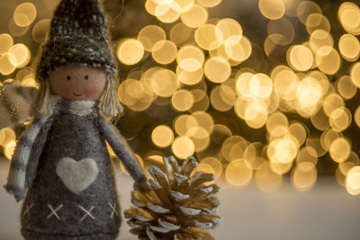 Close-up of illuminated christmas tree