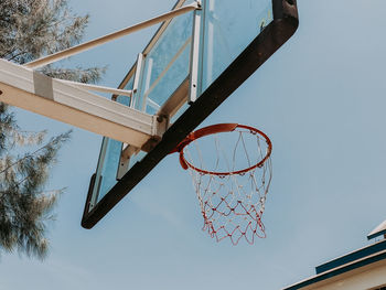 Low angle view of basketball hoop against sky