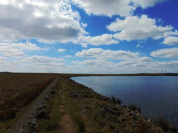 Scenic view of landscape against cloudy sky