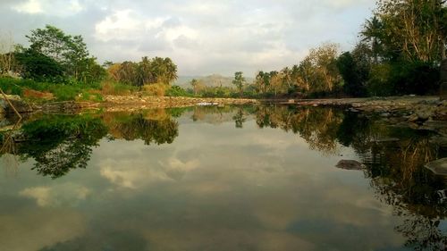 Scenic view of lake against sky