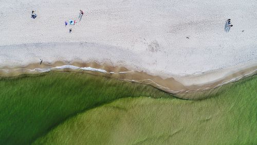 High angle view of people on beach