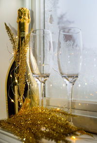 Close-up of wineglass on table