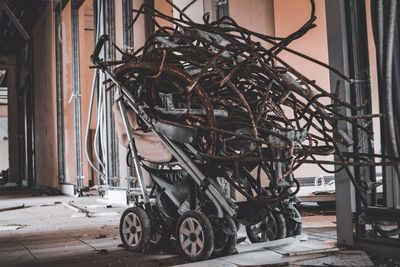 Close-up of machine part in abandoned room
