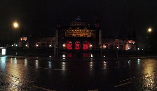 Illuminated city at night