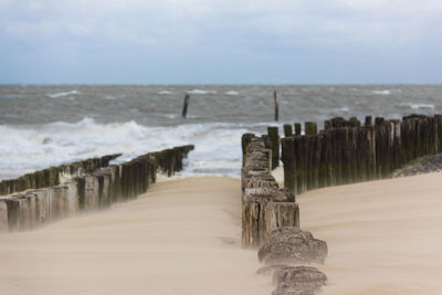 Scenic view of beach against sky