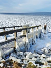 Scenic view of frozen sea against sky