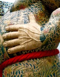 High angle view of carving on wall