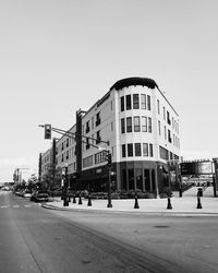 View of city street against clear sky