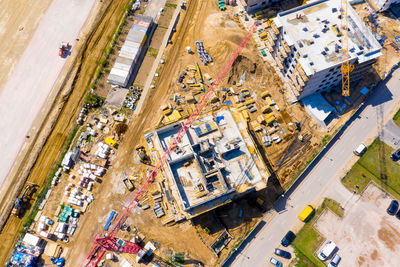 High angle view of buildings in city