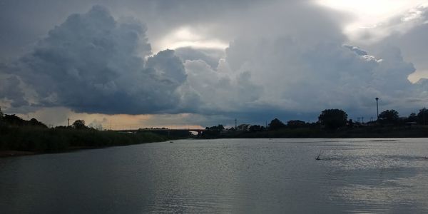 Scenic view of lake against sky