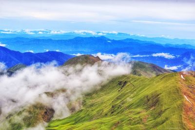 Scenic view of mountains against sky