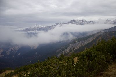 Scenic view of mountains against sky