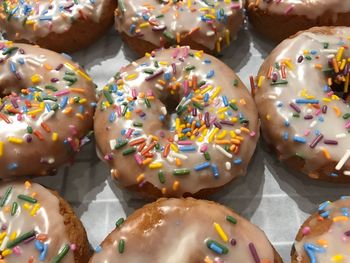 High angle view of multi colored candies