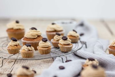 Close-up of cupcakes on table