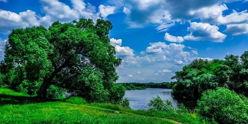 Scenic view of lake against sky