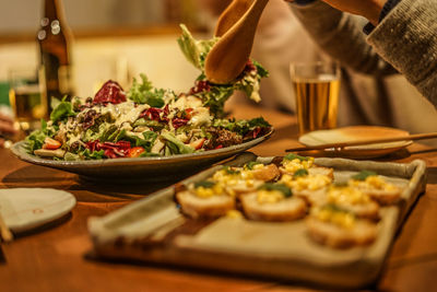 Close-up of food in plate on table