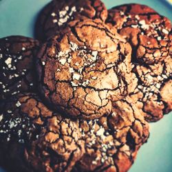 High angle view of cookies