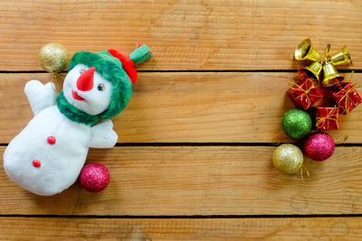 High angle view of stuffed toy on table