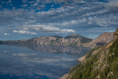 Panoramic view of sea against cloudy sky