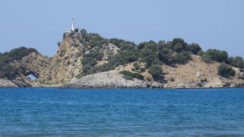 Scenic view of sea against clear sky