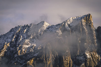 Panoramic view of snowcapped mountains against sky