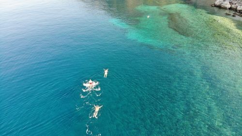 High angle view of boat in sea