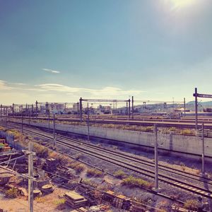 Railway tracks against sky