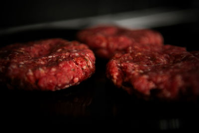 Close-up of meat on barbecue grill