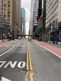 Surface level of road amidst buildings in city