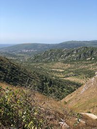 Scenic view of landscape against clear sky