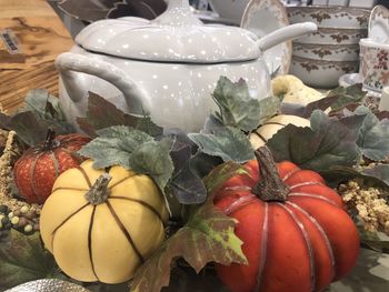 Close-up of pumpkin on table