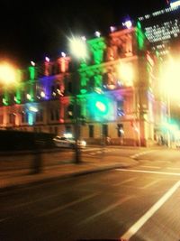 Blurred motion of cars on road at night