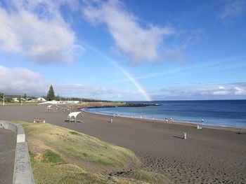 Scenic view of beach against sky