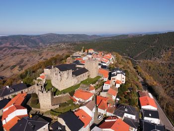 High angle view of townscape against sky