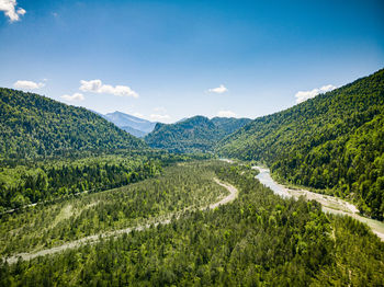 Drone shot of a bavarian landscape