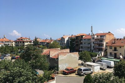 High angle view of townscape against sky