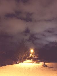 Scenic view of dramatic sky during winter at night