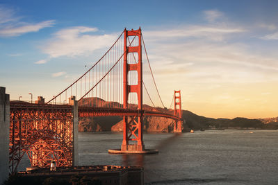 Suspension bridge over river