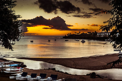 Scenic view of sea at sunset