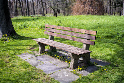 Empty bench in park