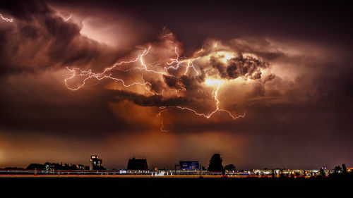 Storm clouds over city