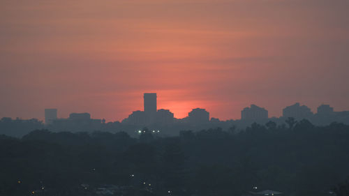 Sunset over city