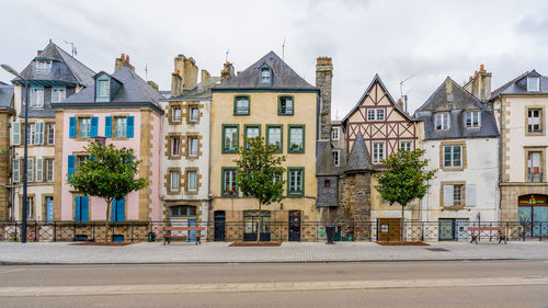 Town against sky in city