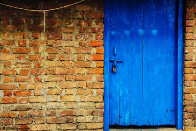 Full frame shot of blue door