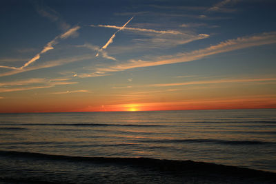 Scenic view of sea against sky during sunset