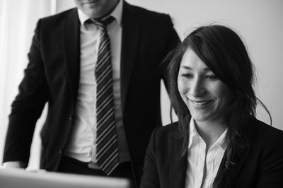 Man and woman during meeting