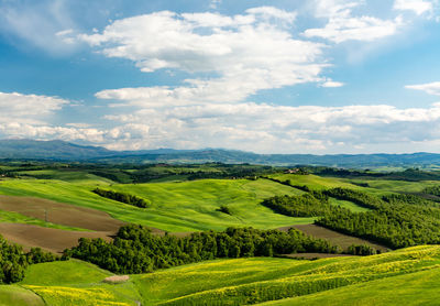 High angle shot of countryside landscape