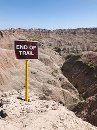 Information sign in desert